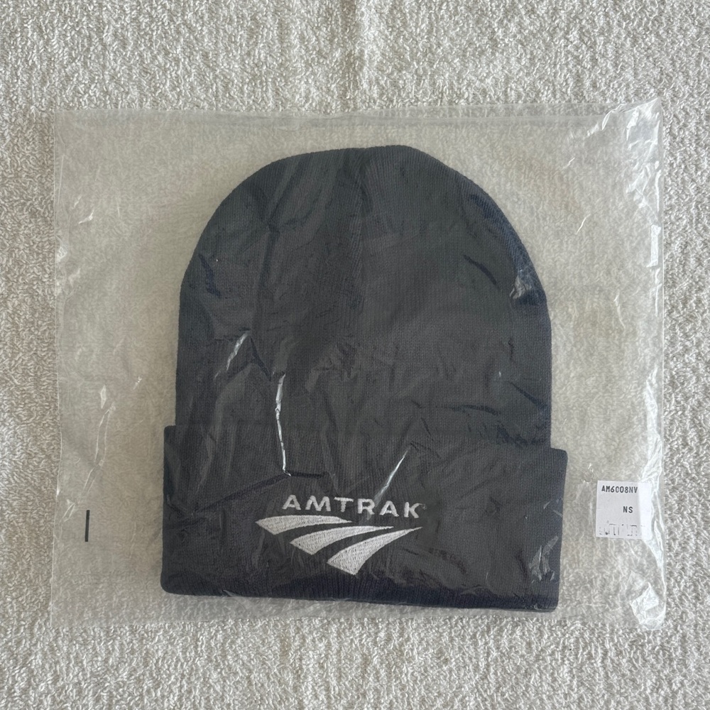 Amtrak Dark Blue Beanie Hat with White Logo